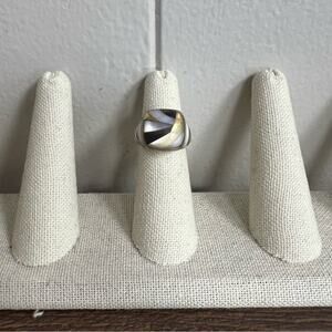 Asch Grossbardt 18k & 925 Mother of Pearl Ring SZ 5.5